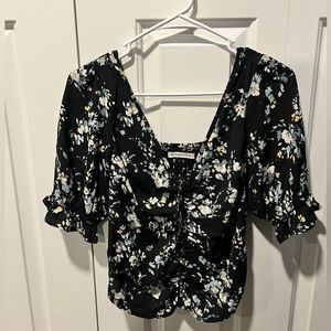 A&F Black Floral Top